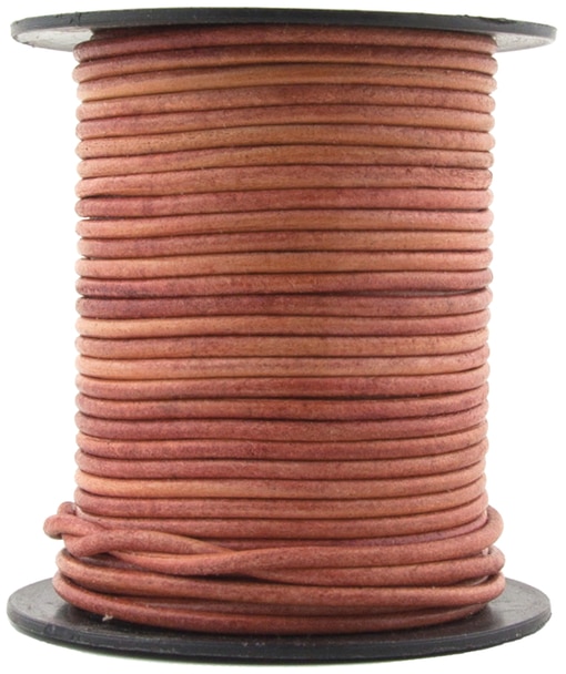 1.0mm cord Distressed Brown color Leather Cord natural dye Natural Round Leather 1.0mm Distressed Brown